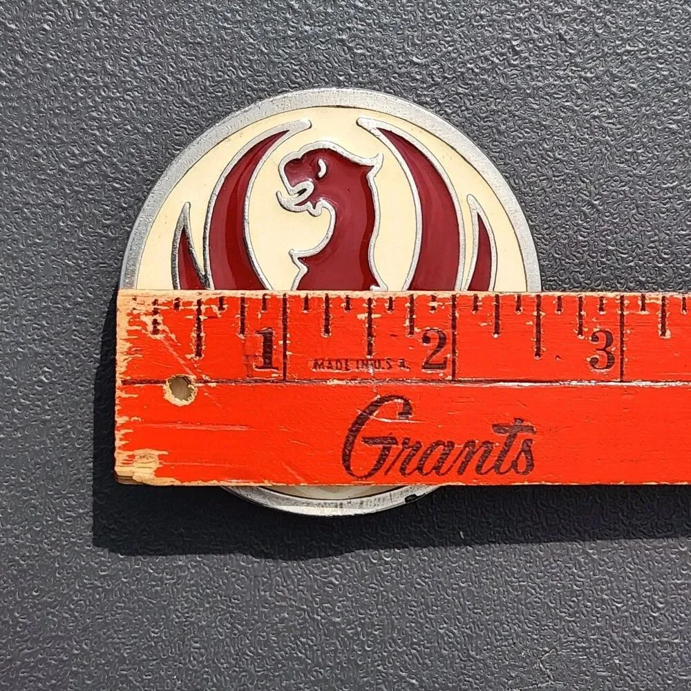 Vintage Sturm Ruger White w/ Red Phoenix Logo Solid Brass Metal Belt Buckle 2321